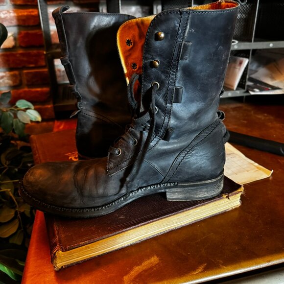 $1298 JOHN VARVATOS Runway Gray Backlace BOOTS sz10 - Picture 9 of 14